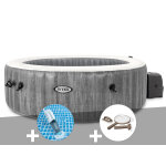 Kit spa gonflable intex purespa baltik rond bulles 6 places + kit d'entretien + aspirateur
