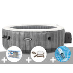 Kit spa gonflable intex purespa baltik rond bulles 6 places + 6 filtres + kit d'entretien + aspirateur ...
