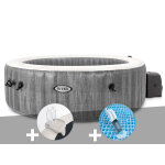 Kit spa gonflable intex purespa baltik rond bulles 6 places + porte - verre + aspirateur