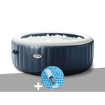 Kit spa gonflable intex purespa blue navy rond bulles 4 places + aspirateur