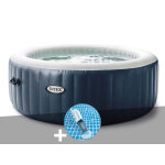 Kit spa gonflable intex purespa blue navy rond bulles 6 places + aspirateur