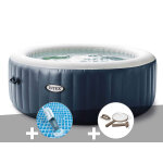 Kit spa gonflable intex purespa blue navy rond bulles 6 places + kit d'entretien + aspirateur