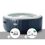 Kit spa gonflable intex purespa blue navy rond bulles 6 places + kit d'entretien + kit traitement brome ...