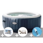 Kit spa gonflable intex purespa blue navy rond bulles 6 places + 6 filtres + kit d'entretien + aspirateur ...