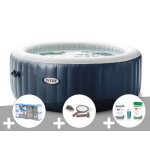 Kit spa gonflable intex purespa blue navy rond bulles 6 places + 6 filtres + kit d'entretien + kit traitement ...