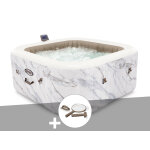 Kit spa gonflable intex purespa calacatta carr� bulles 4 places + kit d'entretien