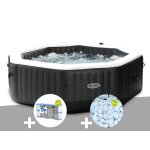 Kit spa gonflable intex purespa carbone octogonal bulles et jets 6 places + 12 filtres + 5 kg de sel Kit spa gonflable intex purespa carbone octogonal bulles et jets 6 places + 12 filtres + 5 kg de sel