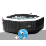 Kit spa gonflable intex purespa carbone octogonal bulles et jets 6 places + aspirateur