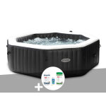 Kit spa gonflable intex purespa carbone octogonal bulles et jets 6 places + kit traitement brome