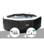 Kit spa gonflable intex purespa carbone octogonal bulles et jets 6 places + kit traitement brome + kit ...