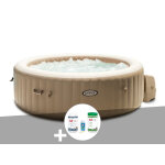 Kit spa gonflable intex purespa sahara rond bulles 4 places + kit traitement brome