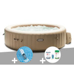 Kit spa gonflable intex purespa sahara rond bulles 6 places + aspirateur + kit traitement brome