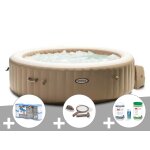Kit spa gonflable intex purespa sahara rond bulles 6 places + 6 filtres + kit d'entretien + kit traitement ...