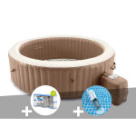 Kit spa gonflable intex purespa sahara rond bulles 8 places + 12 filtres + aspirateur