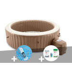 Kit spa gonflable intex purespa sahara rond bulles 8 places + aspirateur + kit de traitement au brome ...