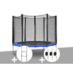 Kit trampoline jardideco atlas  2, 44 m bleu + echelle + kit d'ancrage