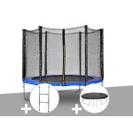 Kit trampoline jardideco atlas  2, 44 m bleu + echelle + bche de protection