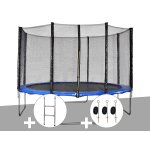 Kit trampoline jardideco cronos  3, 66 m bleu + echelle + kit d'ancrage