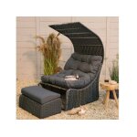 Lit extérieur pour jardin en résine tressée gris siesta Lit extérieur pour jardin en résine tressée gris siesta