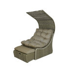 Lit extérieur pour jardin en résine tressée taupe siesta Lit extérieur pour jardin en résine tressée taupe siesta