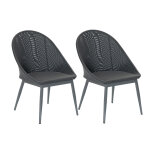 Lot de 2 fauteuils de jardin en aluminium avec coussin gris fuerte ventura - jardiline