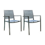 Lot de 2 fauteuils de jardin en aluminium et textilène empilable aspect teck gris santorin - jardiline ... Lot de 2 fauteuils de jardin en aluminium et textilène empilable aspect teck gris santorin - jardiline ...