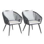 Lot de 2 fauteuils de jardin en résine tressée structure en alu noir + coussin gris comores - jardiline ... Lot de 2 fauteuils de jardin en résine tressée structure en alu noir + coussin gris comores - jardiline ...