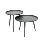 Lot de 2 tables basses gigognes rondes en aluminium grises antiparos - jardiline Lot de 2 tables basses gigognes rondes en aluminium grises antiparos - jardiline