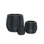 Lot de 3 cache - pots en polyrotin anthracite rond - jardideco Lot de 3 cache - pots en polyrotin anthracite rond - jardideco