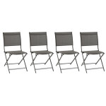 Lot de 4 chaises de jardin en aluminium pliables anthracite axant - hespride