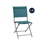 Lot de 4 chaises de jardin en aluminium pliables bleu canard axant - hespride