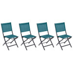 Lot de 4 chaises de jardin en aluminium pliables bleu canard essentia - hesp�ride