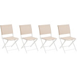 Lot de 4 chaises de jardin en aluminium pliables lin et blanc axant - hespride