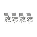 Lot de 4 chaises de jardin pliante métal modula galet / graphite - hesperide Lot de 4 chaises de jardin pliante métal modula galet / graphite - hesperide
