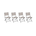 Lot de 4 chaises de jardin pliante m�tal modula noisette / tonka - hesperide