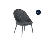 Lot de 4 fauteuils de jardin en aluminium avec coussin gris fuerte ventura - jardiline