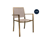 Lot de 4 fauteuils de jardin en aluminium et textilène empilable aspect teck santorin - jardiline Lot de 4 fauteuils de jardin en aluminium et textilène empilable aspect teck santorin - jardiline