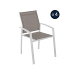 Lot de 4 fauteuils de jardin axiome noisette et blanc - hespéride Lot de 4 fauteuils de jardin axiome noisette et blanc - hespéride