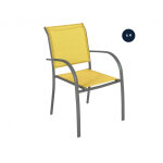 Lot de 4 fauteuils de jardin en texaline piazza moutarde / graphite - hespéride Lot de 4 fauteuils de jardin en texaline piazza moutarde / graphite - hespéride