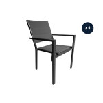 Lot de 4 fauteuils avec structure aluminium et textilène matelassé gris, empilables, ibiza anthracite ... Lot de 4 fauteuils avec structure aluminium et textilène matelassé gris, empilables, ibiza anthracite ...