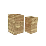 Lot de deux cache - pots carr�s en bois d'acacia - jardideco