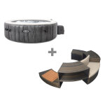 Pack spa gonflable intex purespa baltik rond bulles 6 places + ensemble mobilier