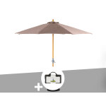 Parasol droit rond tinaei taupe - 3 m + housse protection - hesp�ride