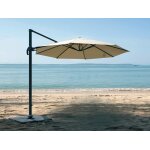Parasol rond en aluminium et toile polyester avec pied en croix - tobago co -  3 x 2, 66 m - jardiline ...