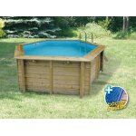 Piscine bois azura 4, 10 x 1, 20 m - liner bleu + bche  bulles - ubbink