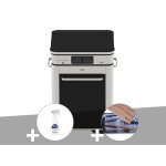 Plancha lectrique sur chariot combo enodesign 65 en inox et acier noir - 3 kw - eno + nettoyant dsinfectant ...