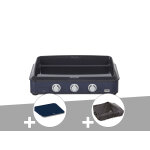 Plancha  gaz 3 brleurs enosign 80 bleu navy - eno + couvercle + housse
