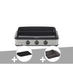 Plancha  gaz 3 brleurs enosign 80 inox - eno + couvercle + housse