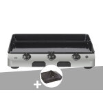 Plancha  gaz 3 brleurs fusion 75 inox - eno + housse