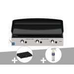 Plancha  gaz initial 65 en inox 3 brleurs - 6, 3 kw - eno + couvercle + nettoyant pour mail
